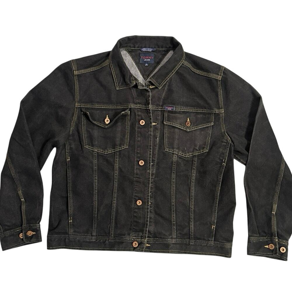 Vintage Tommy Jeans Black denimin jean jacket size XL  date 6/2000 po#0059194
